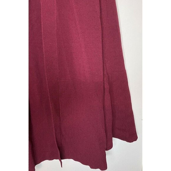 Ann Taylor Petite XXS Cardigan Open Front Burgundy Ribbed Details Bell Sleeve - Picture 4 of 4